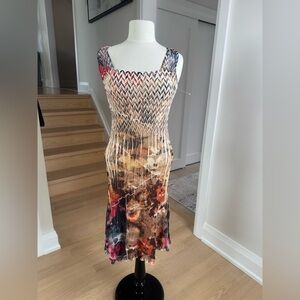 KOMAROV Multicolor Sleeveless Chevron Dress S